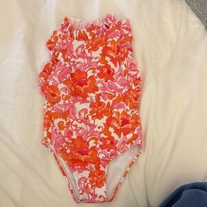 Janie and Jack Floral Ruffle Swimsuit. 2T